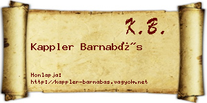 Kappler Barnabás névjegykártya